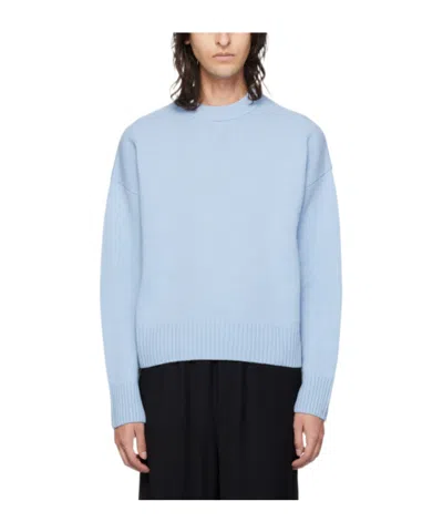 Ami Alexandre Mattiussi Shoulder Wool Sweater In Blue