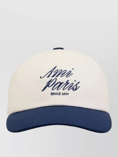 Ami Alexandre Mattiussi Signature Logo Cap Curved Brim In Blue