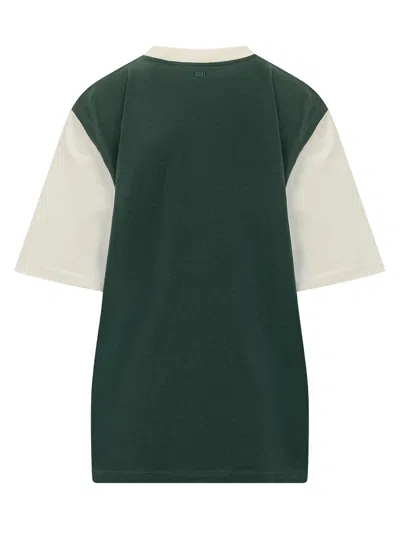 Ami Alexandre Mattiussi Signature Logo T-shirt In Vert Bouteille