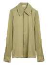 Ami Alexandre Mattiussi Olive Green Silk Shirt In Green