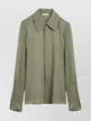 Ami Alexandre Mattiussi Silk Shirt With Long Sleeves And Pointed Collar In Green