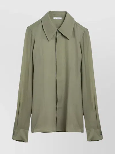 AMI ALEXANDRE MATTIUSSI SILK SHIRT WITH LONG SLEEVES AND POINTED COLLAR
