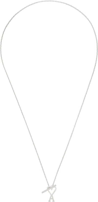 Ami Alexandre Mattiussi Silver Ami De Coeur Chain Necklace In Silver/900