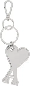 Ami Alexandre Mattiussi Adc Keychain With Logo In Vibrated Silver/905