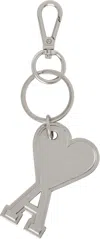 Ami Alexandre Mattiussi Silver Ami De Coeur Keychain In Vibrated Silver/905