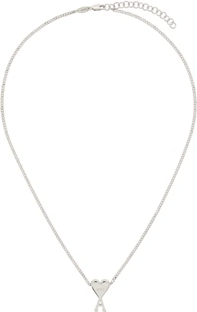 Ami Alexandre Mattiussi Silver Brass Ami De Coeur Pendant Necklace In 900 Silver