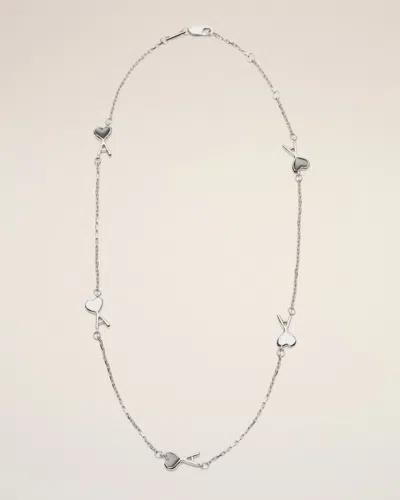 Ami Alexandre Mattiussi Silver Brass Necklace With Hammered Ami De Coeur Multicolor In Green