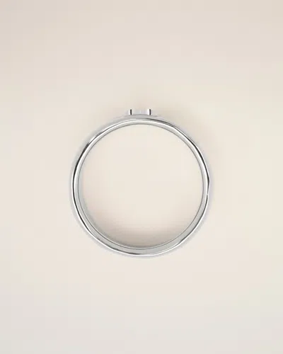 Ami Alexandre Mattiussi Silver Brass Ring With Hammered Ami De Coeur Grey