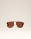 Ami Alexandre Mattiussi Silver Stainless Steel 75007 Sunglasses Grey In Silver/eggplant