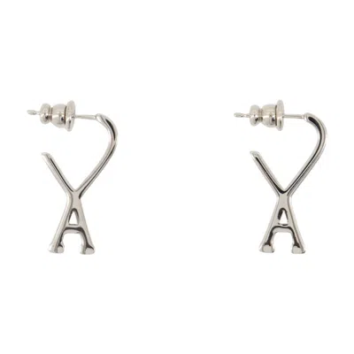 Ami Alexandre Mattiussi Silver-tone Metal Earrings With Architectural 'x' In Metallic