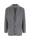 Ami Alexandre Mattiussi Ami Single-breasted Grey Virgin Wool Blazer With Classic Lapel In Gray