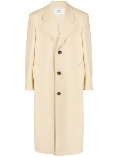 Ami Alexandre Mattiussi Single-breasted Coat In 718 Vanilla Cream
