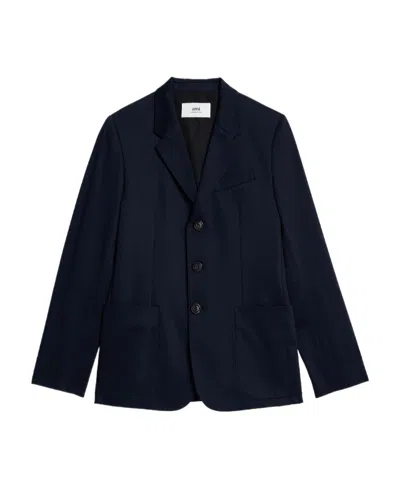 Ami Alexandre Mattiussi Single-breasted Cotton Blazer In Black