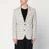 Ami Alexandre Mattiussi Ami Paris Single Breasted Cream Check Jacket In White