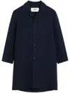 Ami Alexandre Mattiussi Single-breasted Felted Coat In 蓝色