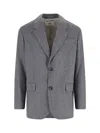 Ami Alexandre Mattiussi Ami Single-breasted Grey Virgin Wool Blazer With Classic Lapel In Gray