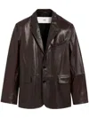 Ami Alexandre Mattiussi Brown Two Buttons Leather Jacket In Brown