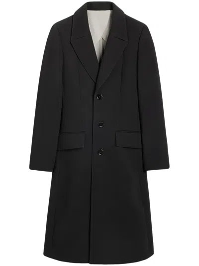 Ami Alexandre Mattiussi Single-breasted Virgin-wool Coat In Black