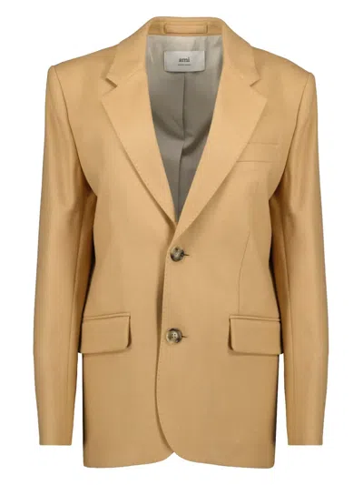 Ami Alexandre Mattiussi Single Breasted Wool Blazer In Yellow