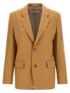 Ami Alexandre Mattiussi Ami Single-breasted Wool Blazer With Structured Shoulders In Brown