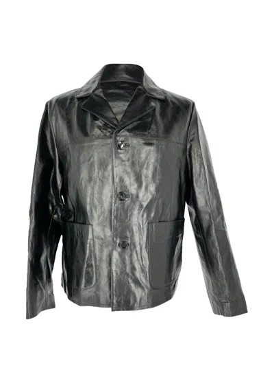 Pre-owned Ami Alexandre Mattiussi Single-breasted Leather Blazer In Black