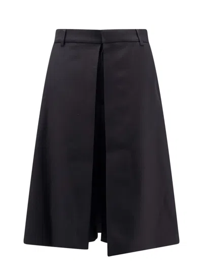 AMI ALEXANDRE MATTIUSSI SKIRT WITH BERMUDA SHORTS AND VIRGIN WOOL LATERAL PANELS