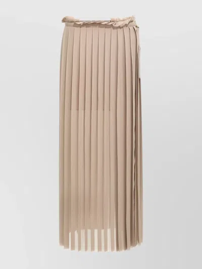 Ami Alexandre Mattiussi Skirt With Pleated Design And Ruffled Waistband In Beige