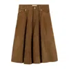 Ami Alexandre Mattiussi A-line Midi Suede Skirt With Side Pockets In Brown