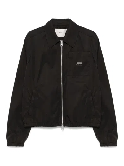AMI ALEXANDRE MATTIUSSI SLEEK BLACK JACKET WITH VERSATILE TWO-WAY ZIP