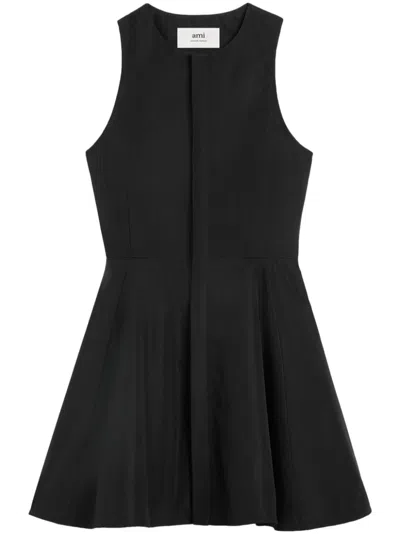 Ami Alexandre Mattiussi Sleeveless Cotton Minidress In Noir