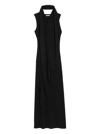 Ami Alexandre Mattiussi Ami Jersey Maxi Lavalliere Dress In Black