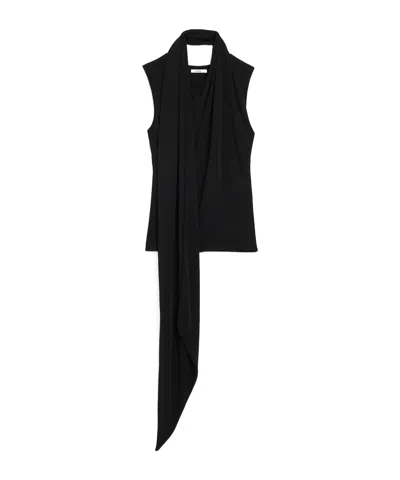 Ami Alexandre Mattiussi Sleeveless Top Asymmetric Hem Draped Detail In Black
