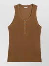 Ami Alexandre Mattiussi Brown Jersey Buttoned Placket Tanktop Brown In Brown