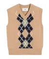 Ami Alexandre Mattiussi Argyle Wool-cashmere Blend Sleeveless Jumper In Nude