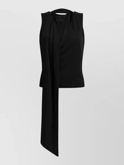 Ami Alexandre Mattiussi Sleeveless Top Asymmetric Hem Draped Detail In Black