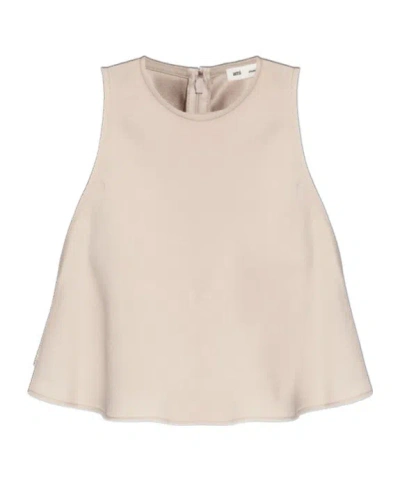 Ami Alexandre Mattiussi Flared Godet Top In Nude