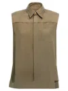 Ami Alexandre Mattiussi Ami Sleeveless Viscose Blend Shirt With Button Closure In Green