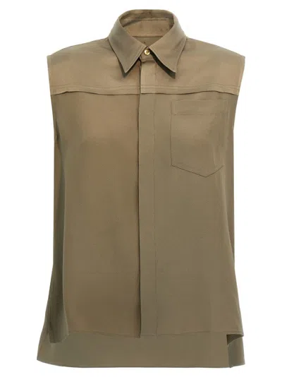 AMI ALEXANDRE MATTIUSSI SLEEVELESS VISCOSE BLEND SHIRT WITH BUTTON CLOSURE
