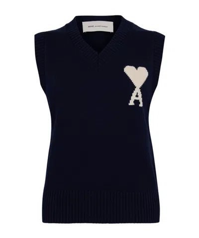 Ami Alexandre Mattiussi Sleeveless V-neck Waistcoat In Black