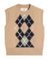 Ami Alexandre Mattiussi Beige Vest With Argyle Motif In Wool And Cashmere Woman In Nude