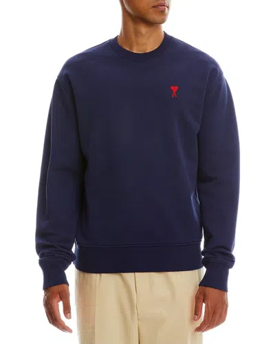 AMI ALEXANDRE MATTIUSSI SMALL ADC ORGANIC COTTON LOGO EMBROIDERED CREWNECK SWEATSHIRT