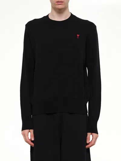 Ami Alexandre Mattiussi Ami Paris Classic Fit Ami De Coeur Organic Cotton Jersey Long-sleeve T-shirt In Black