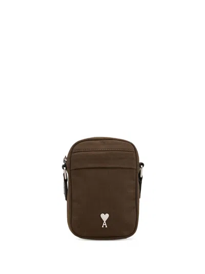 Ami Alexandre Mattiussi Small Ami De Coeur Cross Body Bag In Brown