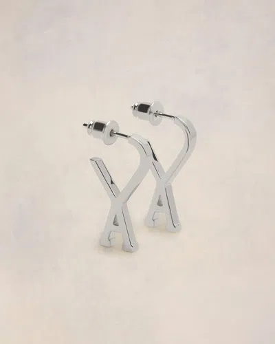 AMI ALEXANDRE MATTIUSSI SILVER BRASS SMALL AMI DE COEUR HOOPS SILVER