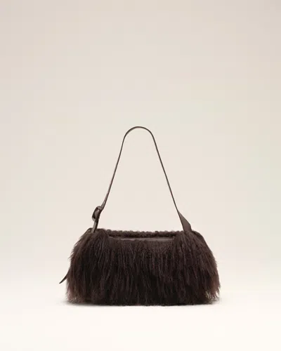 Ami Alexandre Mattiussi Small Brown Lamb Leather Etienne Crossbody Bag Brown In Chocolate Brown