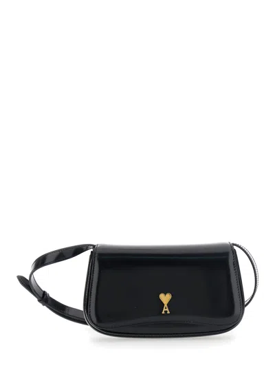 Ami Alexandre Mattiussi Small Crossbody Paris Paris Bag Glazed Leather In Black