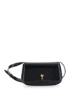 Ami Alexandre Mattiussi Ami Paris Women Small Crossbody Paris Paris Bag Glazed Leather In Black