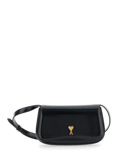 Ami Alexandre Mattiussi Small Crossbody Paris Paris Bag Glazed Leather In Black