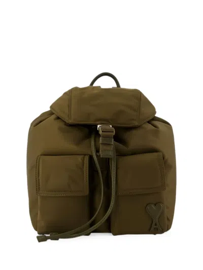 Ami Alexandre Mattiussi Small Marcel Flap Backpack In Green