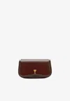 Ami Alexandre Mattiussi Small Paris Paris Glazed Leather Crossbody Bag In Burgundy